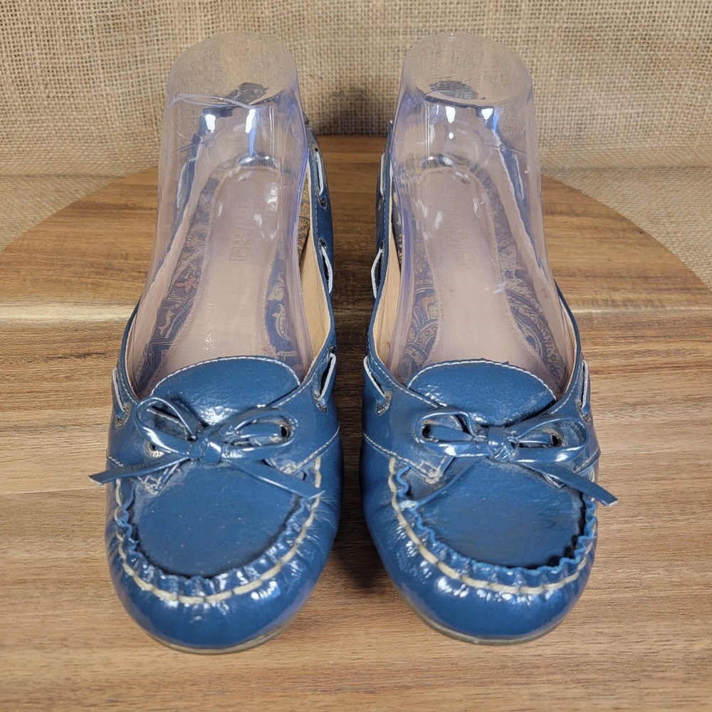 Sperry Top-Sider Flats Women's 8M Blue Patent Leather Moccasin Boat Shoes - Picture 3 of 10
